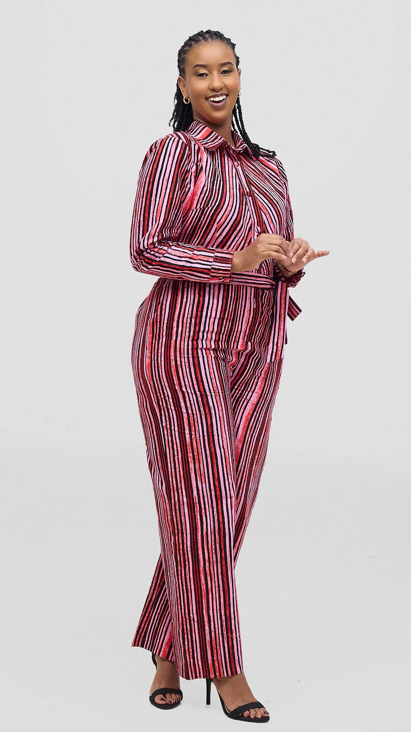 Marumara Creations Wima Stripped Jumpsuit - Pink