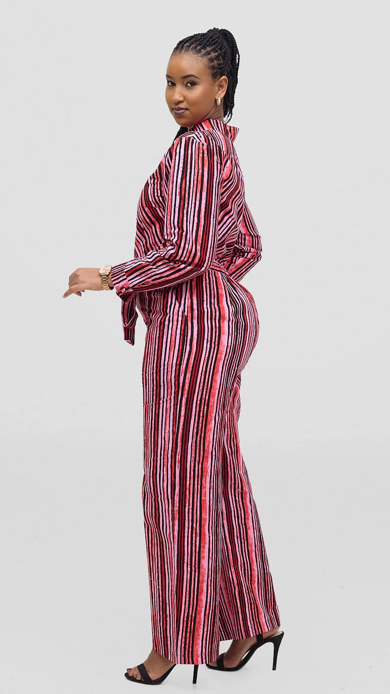 Marumara Creations Wima Stripped Jumpsuit - Pink