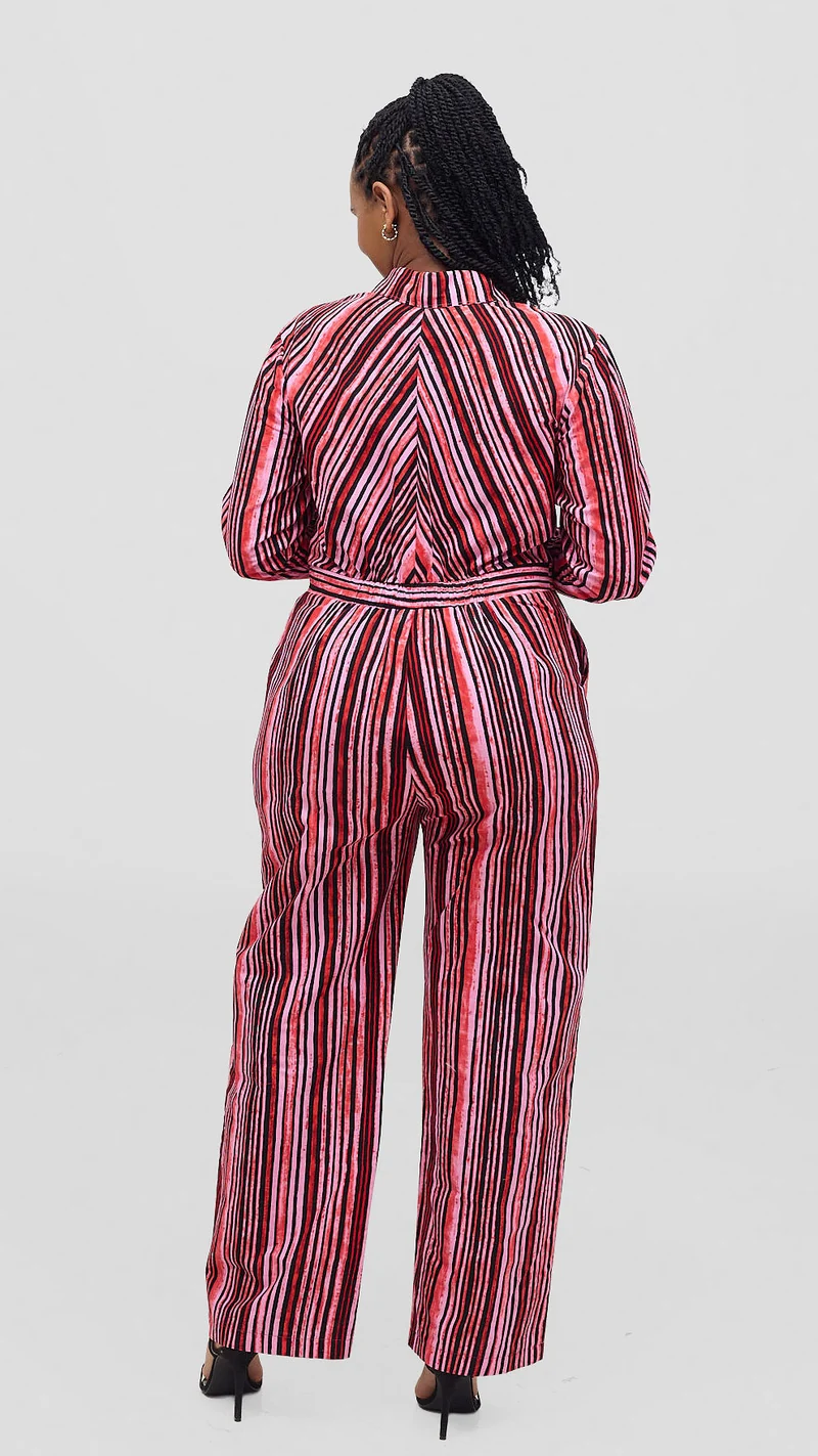 Marumara Creations Wima Stripped Jumpsuit - Pink