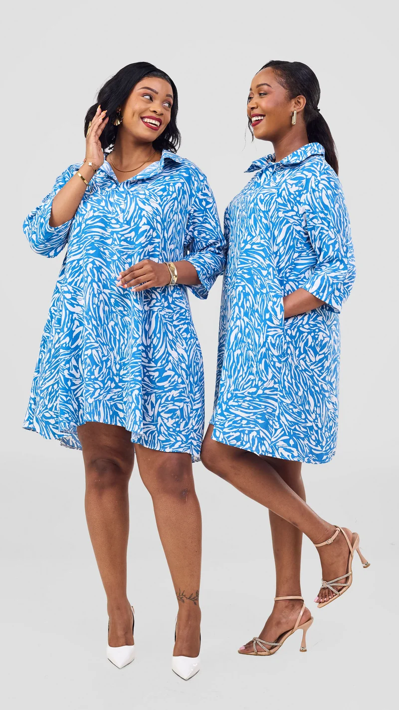 Phyls Collections Lisa Shift Dress - Sky Blue