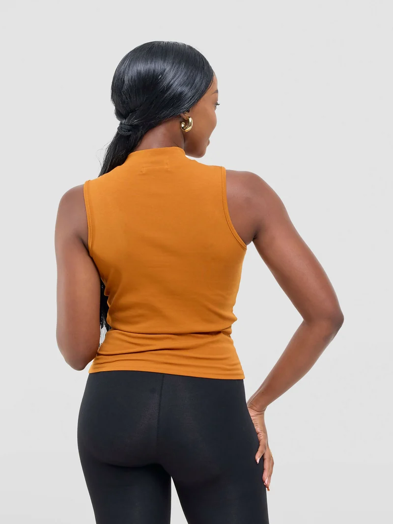 Anel's Knitwear Sleeveless Turtle Neck Top - Mustard