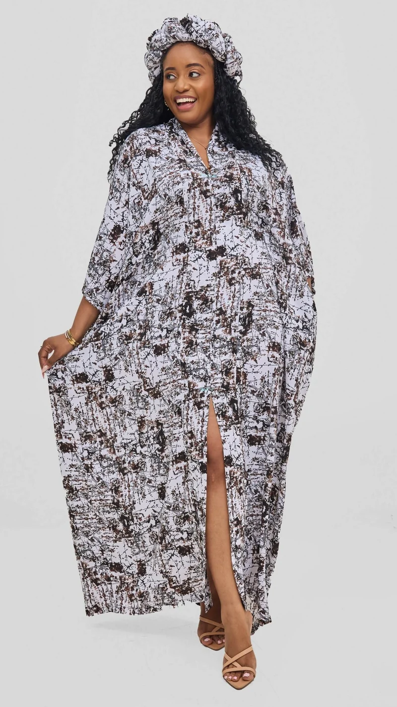 Hats And More Boho Charm Dress & Matching Headwrap - Abstract Print