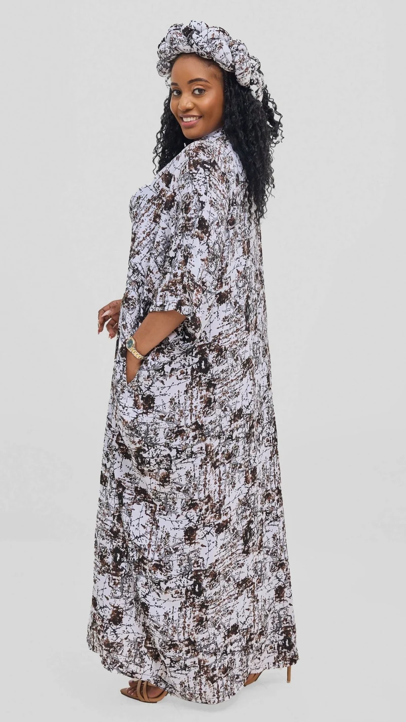 Hats And More Boho Charm Dress & Matching Headwrap - Abstract Print