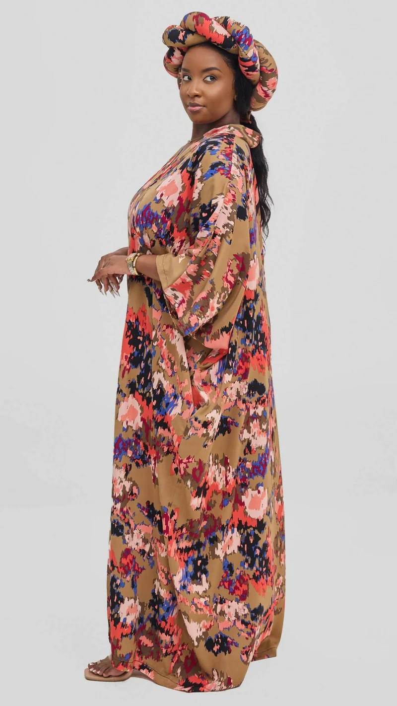 Hats And More Boho Charm Dress & Matching Headwrap - Floral