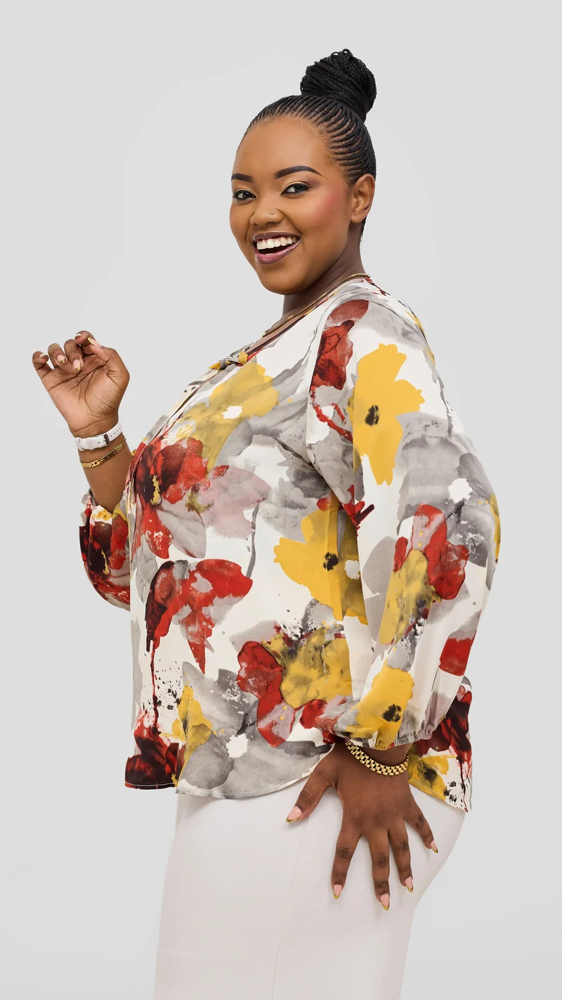 The Fashion Frenzy Floral Elegant Chiffon Blouse Top - Multi-colored