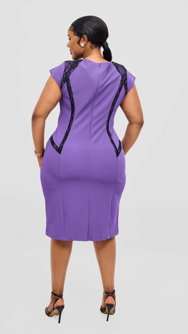 The Fashion Frenzy Lace Detail Bodycon - Purple