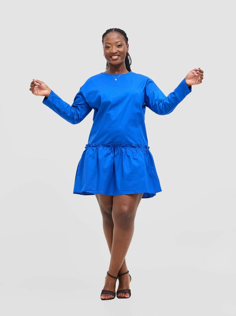 The Fashion Frenzy Buttoned Shift Dress - Blue
