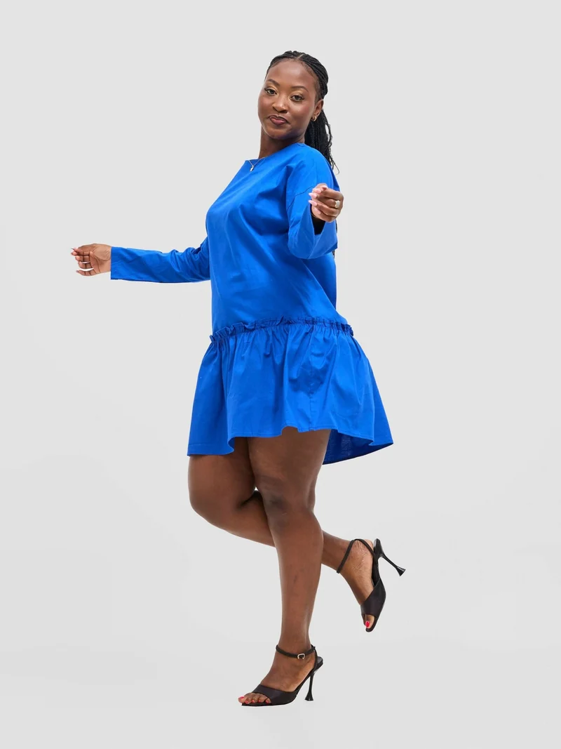 The Fashion Frenzy Buttoned Shift Dress - Blue