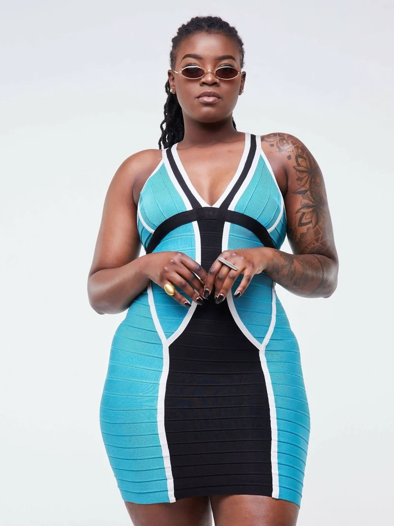 Tamera Bandage Dress - Blue