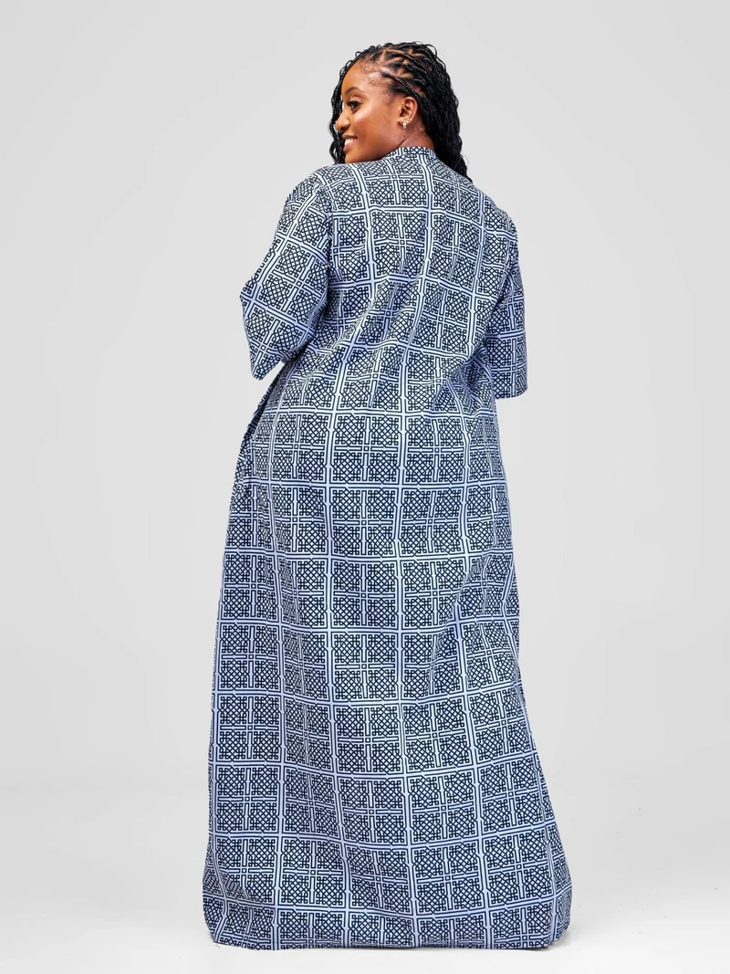 African Yuva Rufaa African Print Kimono - Grey / Black Print