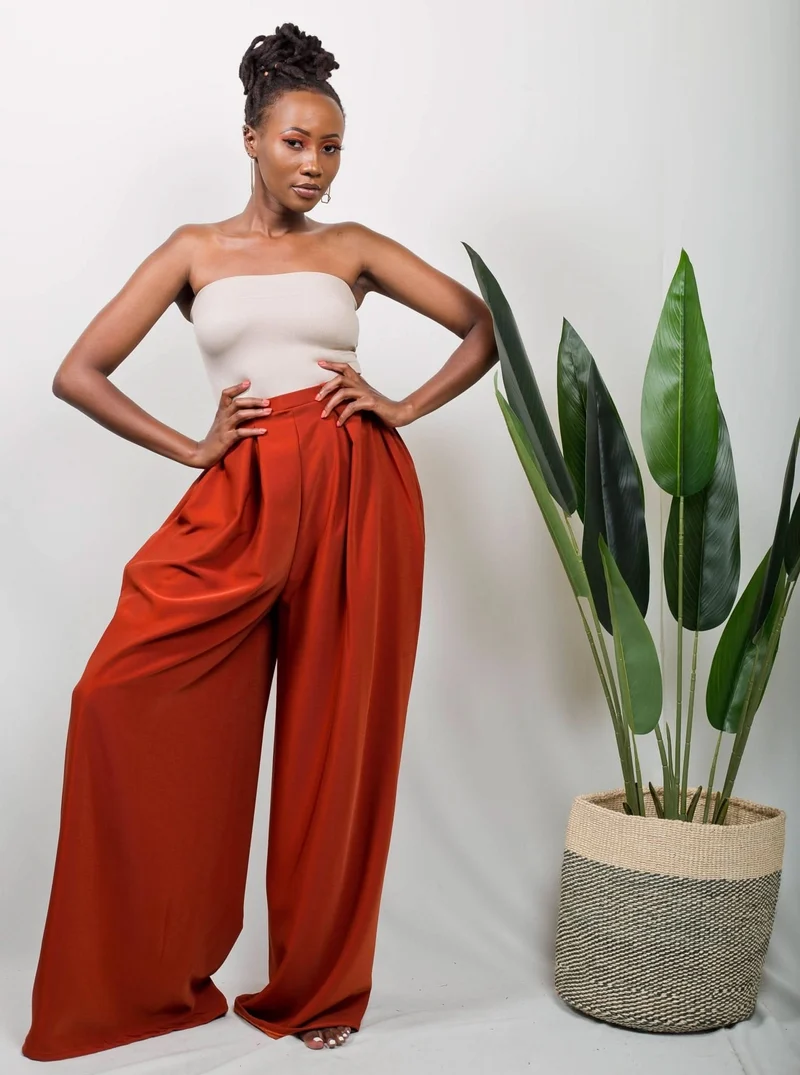 African Yuva Tulips Pants - Rust