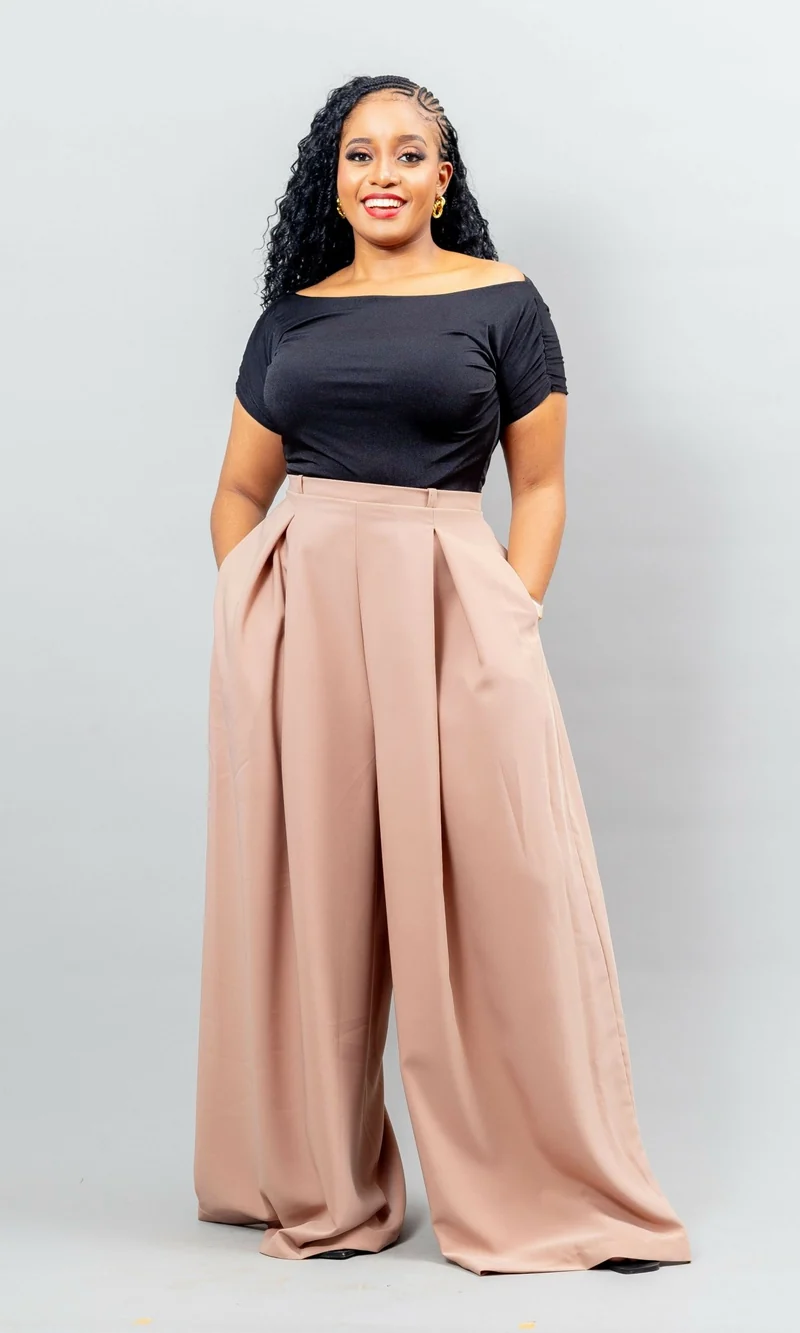 African Yuva Wide Leg Pant - Nude