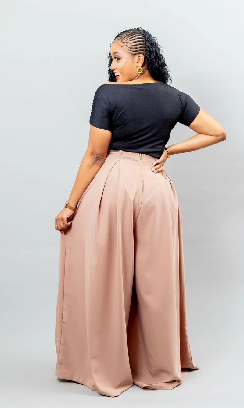 African Yuva Wide Leg Pant - Nude