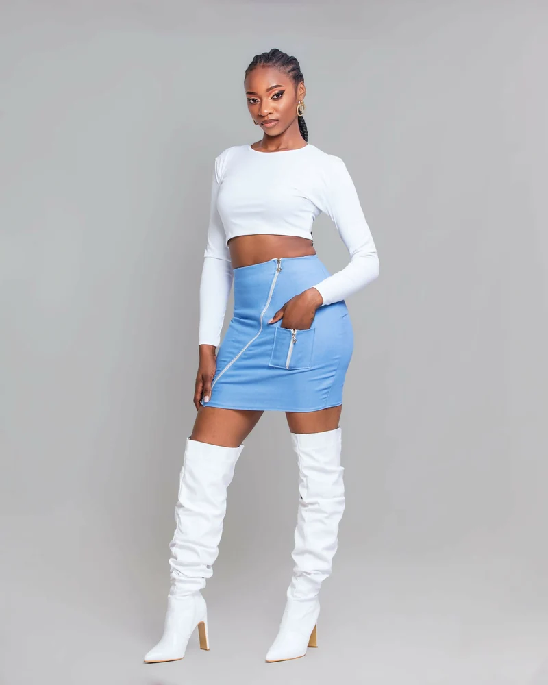 Da'Joy Fashions Hydra Denim Skirt - Blue