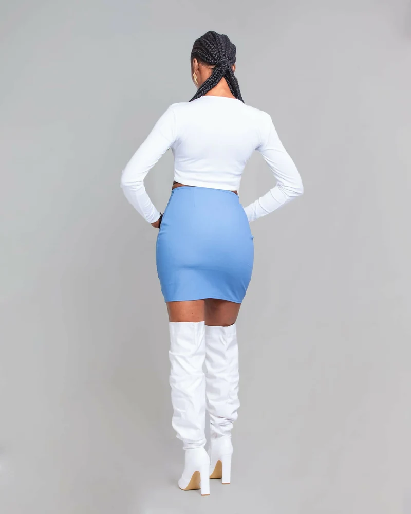 Da'Joy Fashions Hydra Denim Skirt - Blue