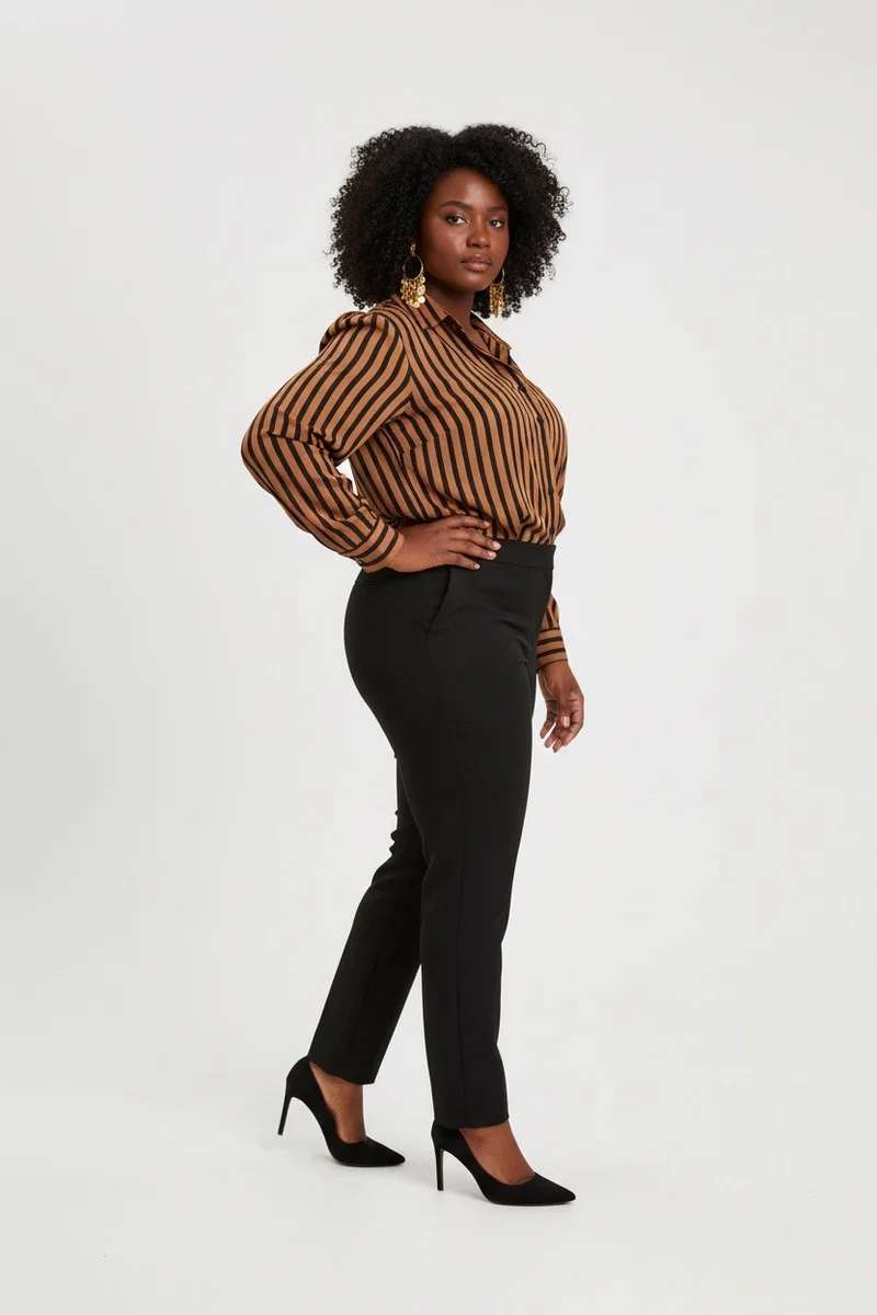 Stylish Sisters Striped Relaxed Fit Button-Up Shirt - Brown & Black