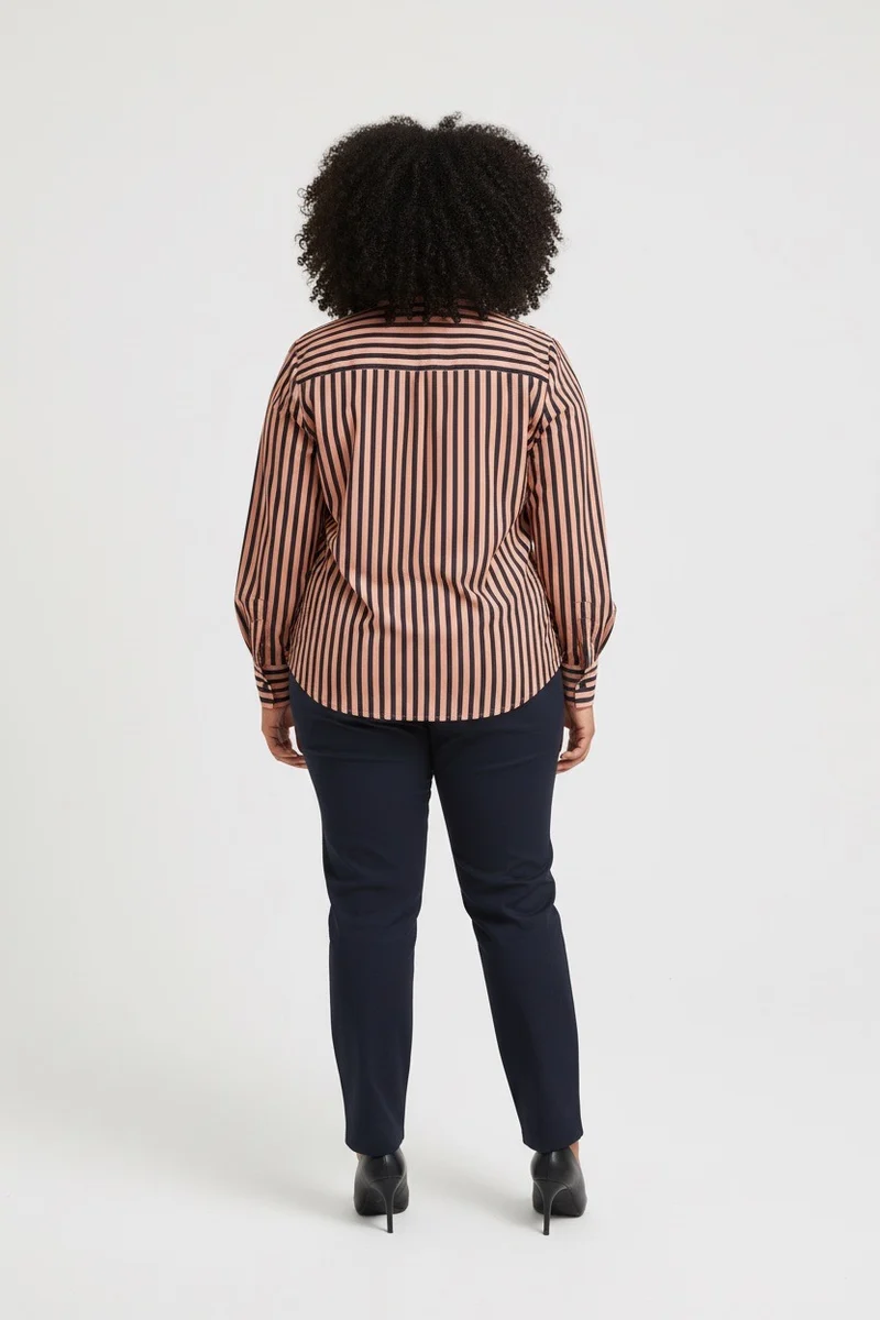 Stylish Sisters Striped Relaxed Fit Button-Up Shirt - Brown & Black