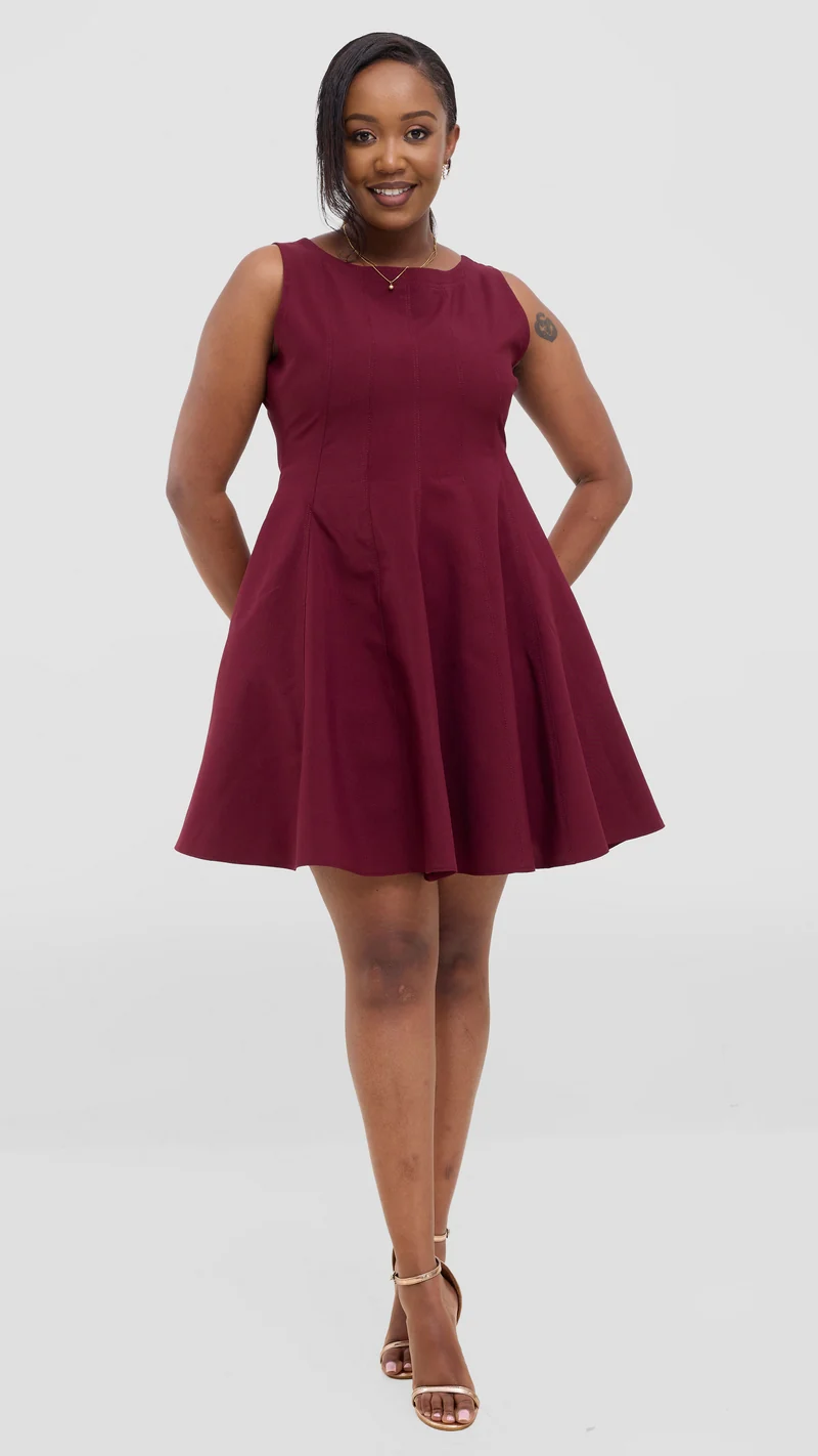 Merli Africa Jazzy Dress - Burgundy