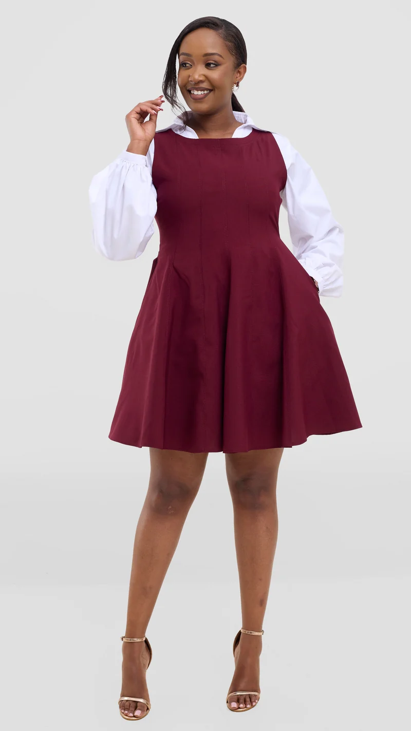 Merli Africa Jazzy Dress - Burgundy
