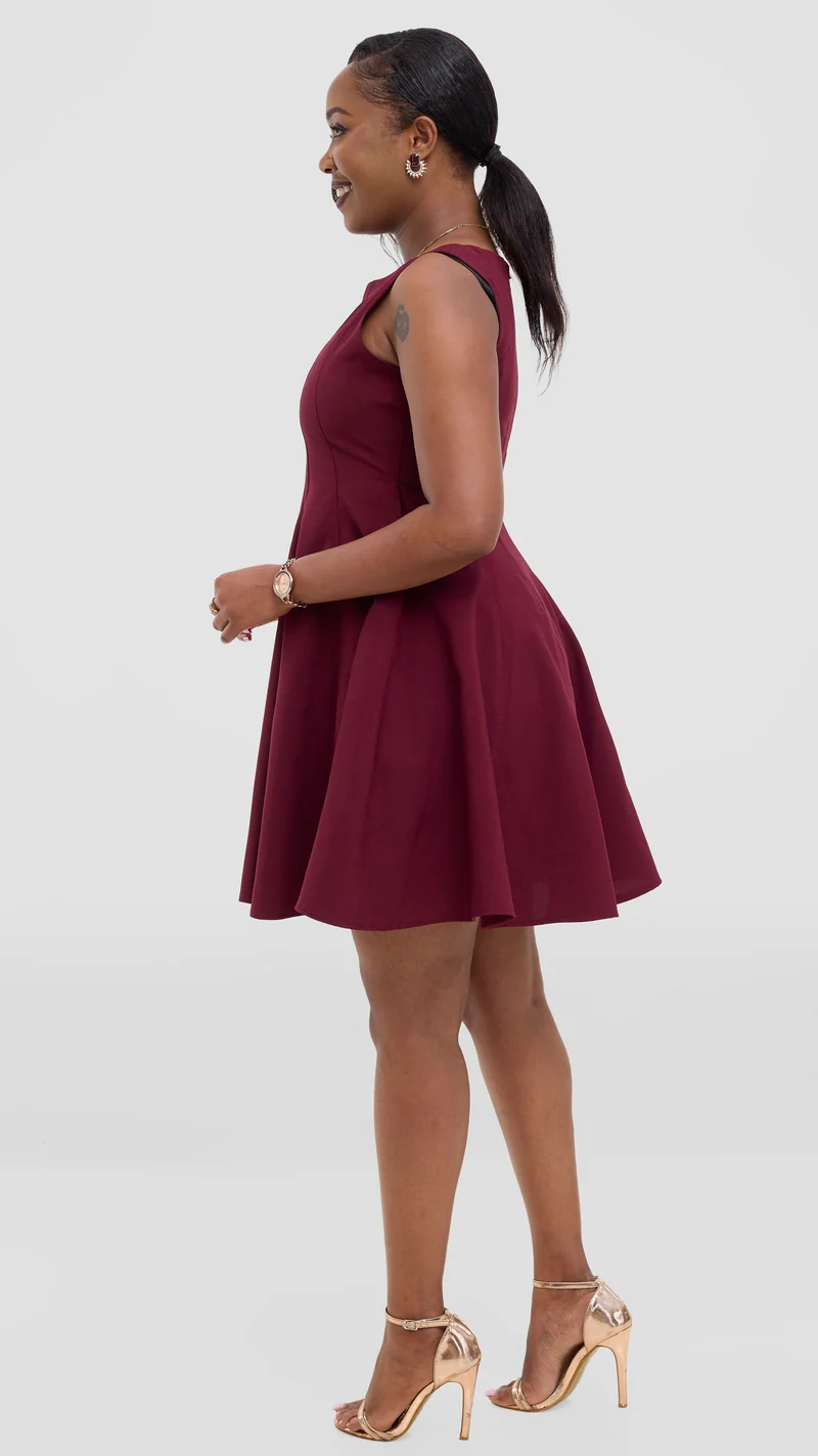 Merli Africa Jazzy Dress - Burgundy