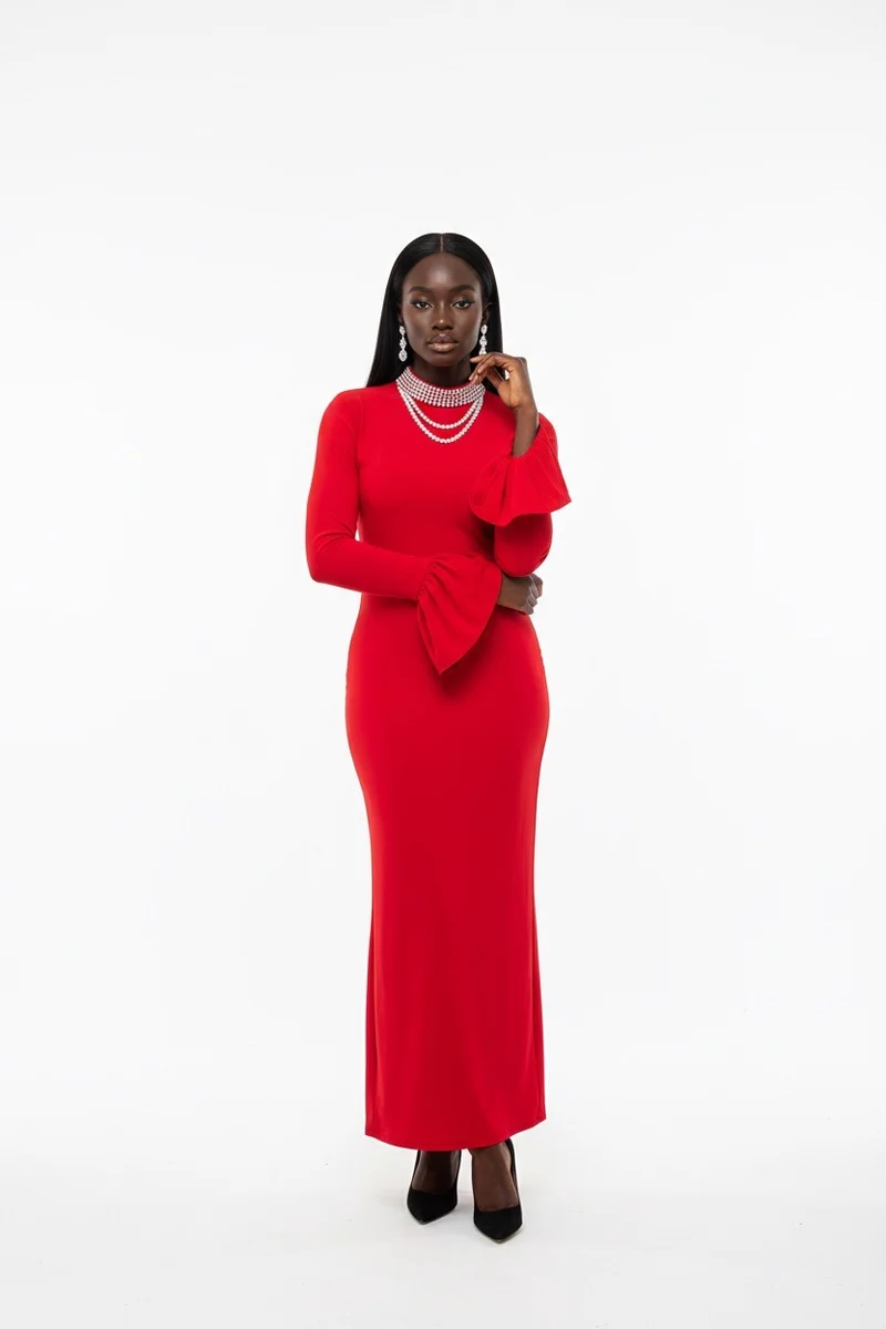 Stylish Sisters Rhinestone Bandage Like Dress - Red