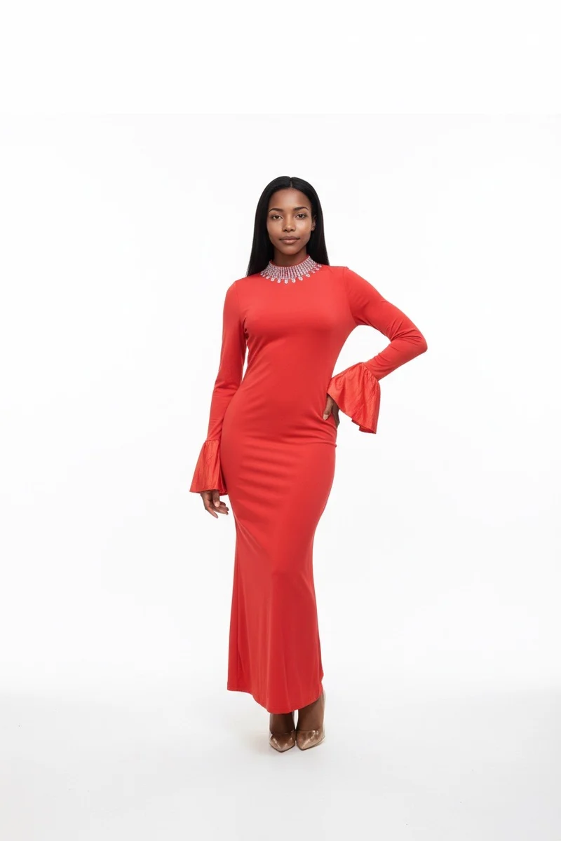 Stylish Sisters Rhinestone Bandage Like Dress - Red