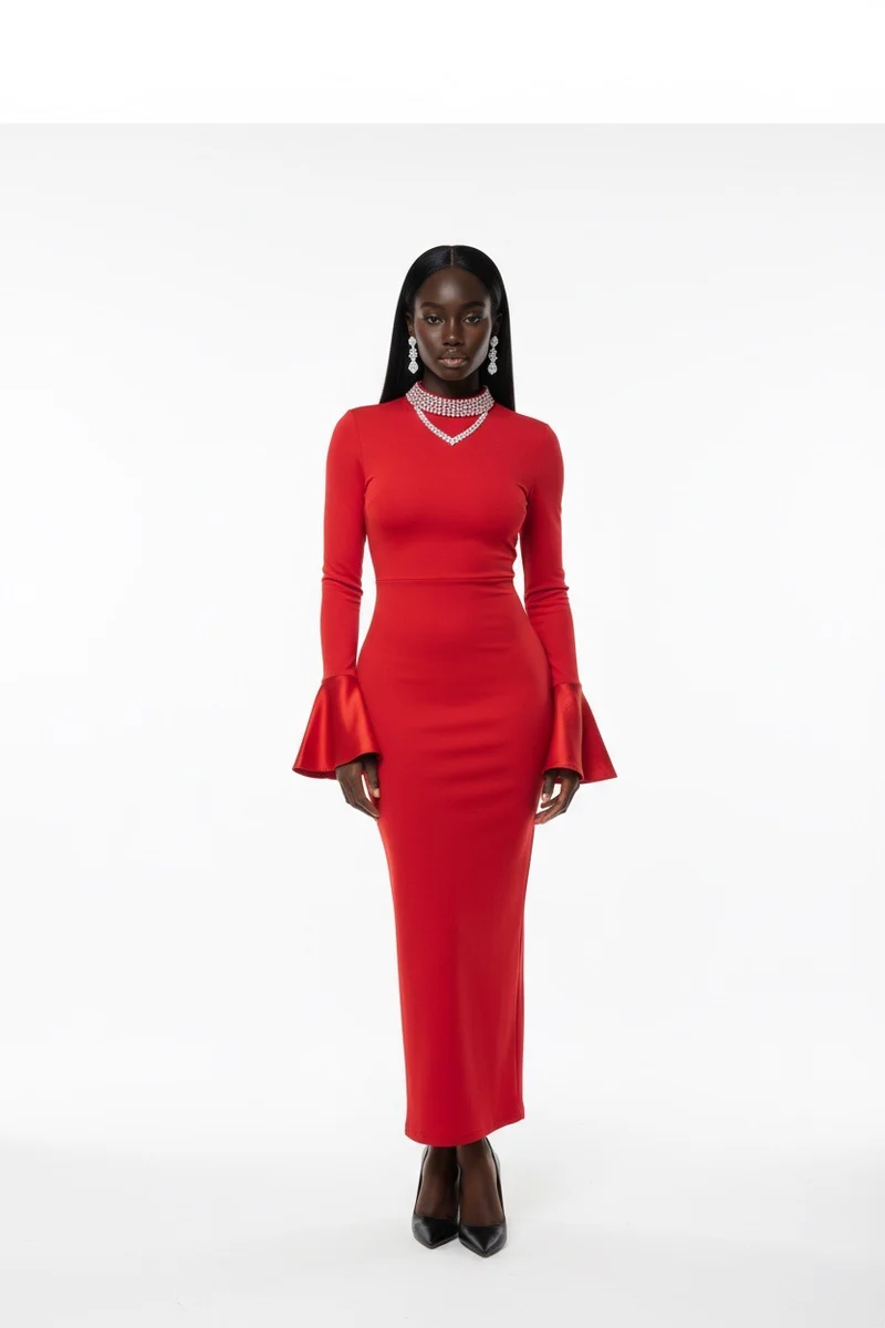 Stylish Sisters Rhinestone Bandage Like Dress - Red