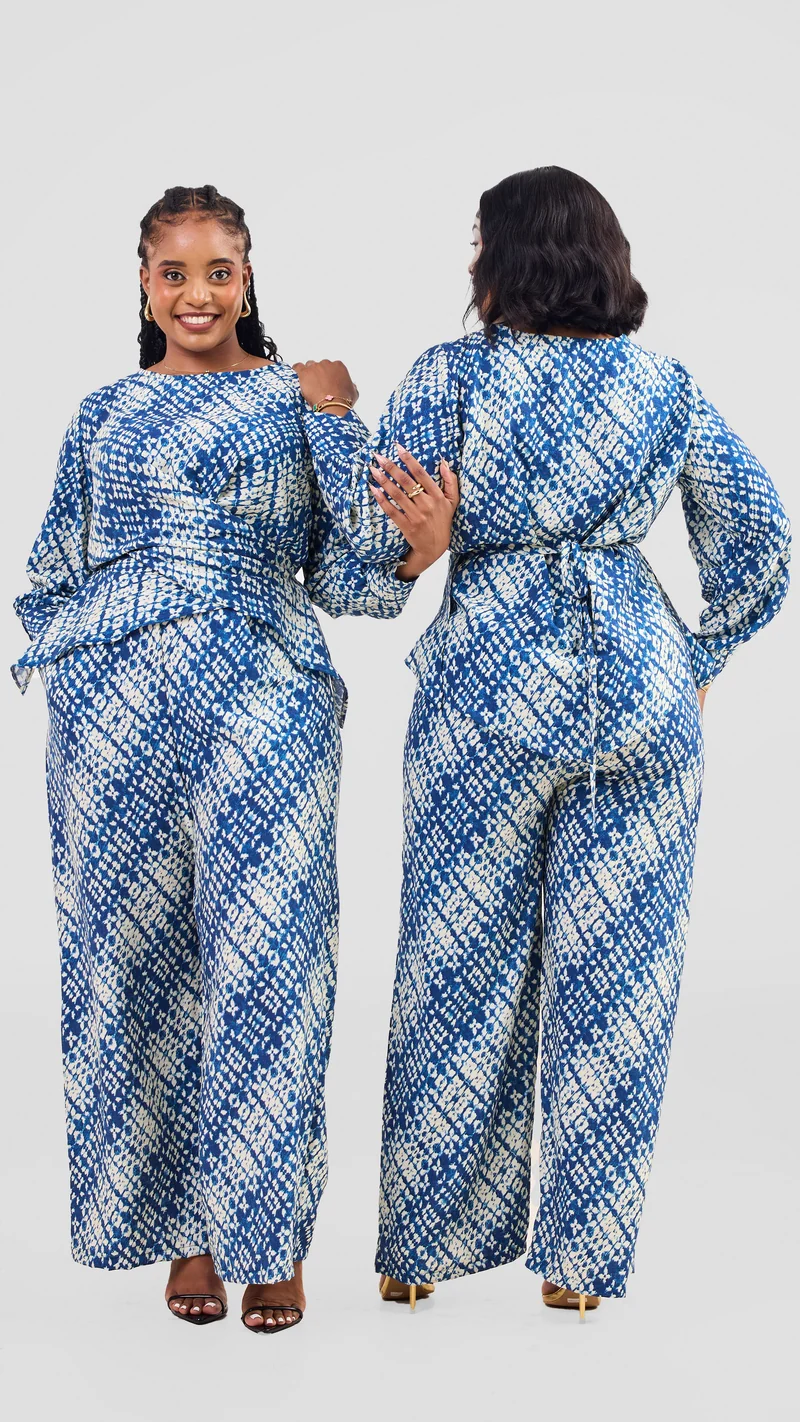 Inroses Linen Tanzanite Two Piece Set - Blue / White