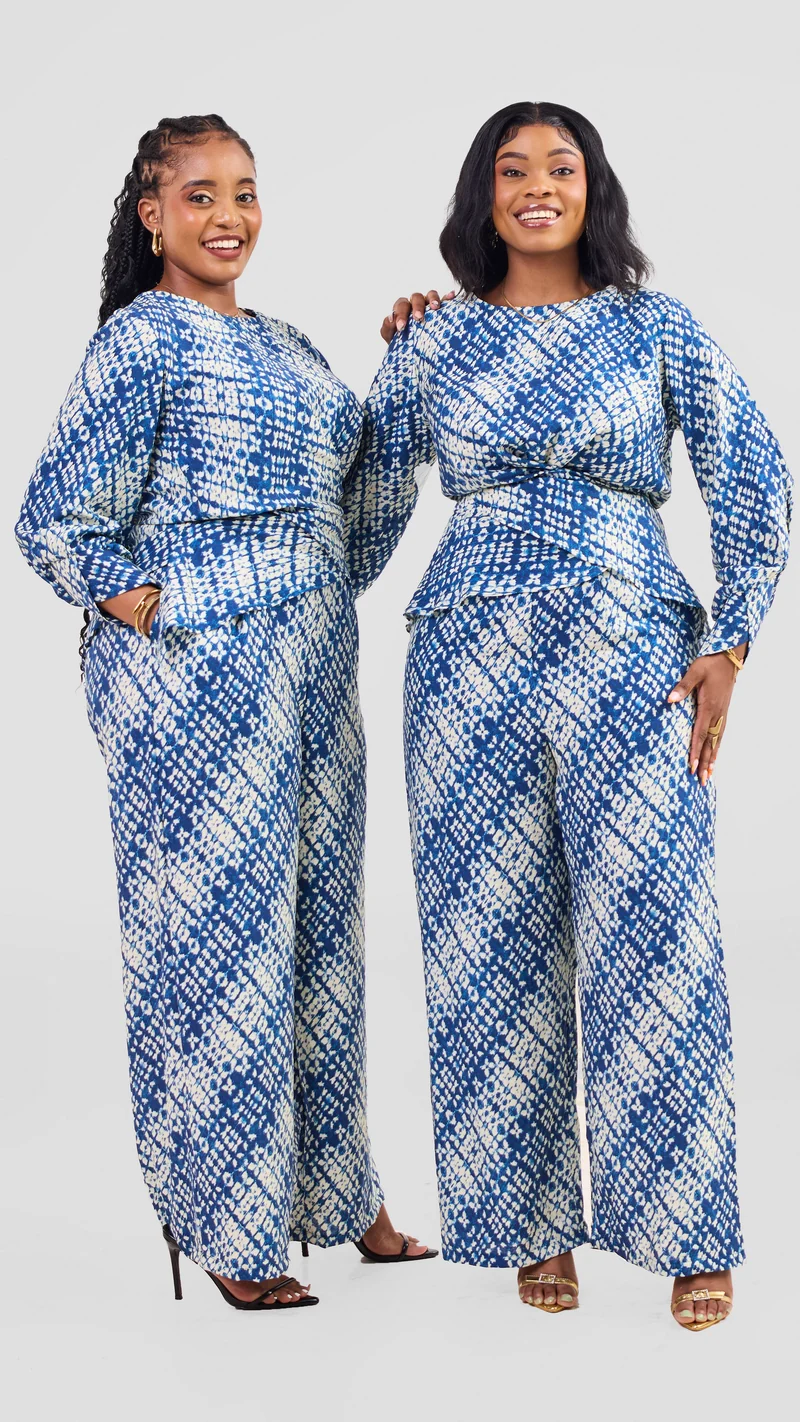 Inroses Linen Tanzanite Two Piece Set - Blue / White