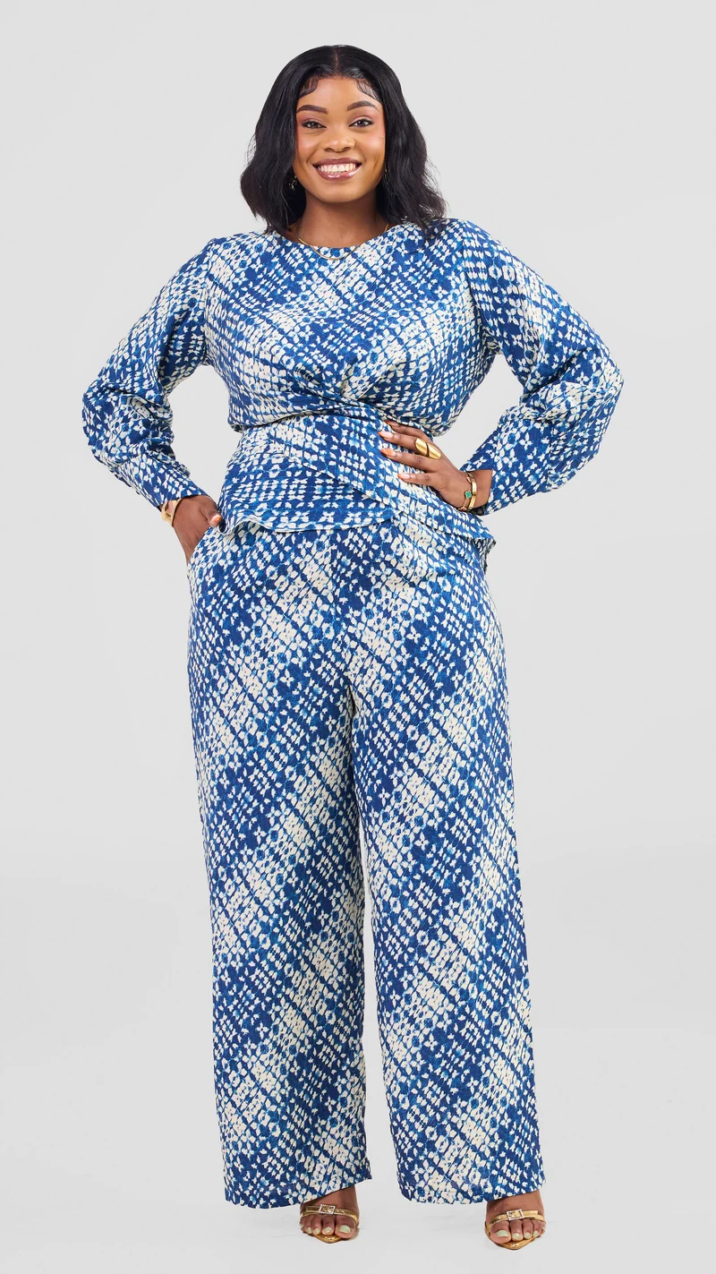 Inroses Linen Tanzanite Two Piece Set - Blue / White