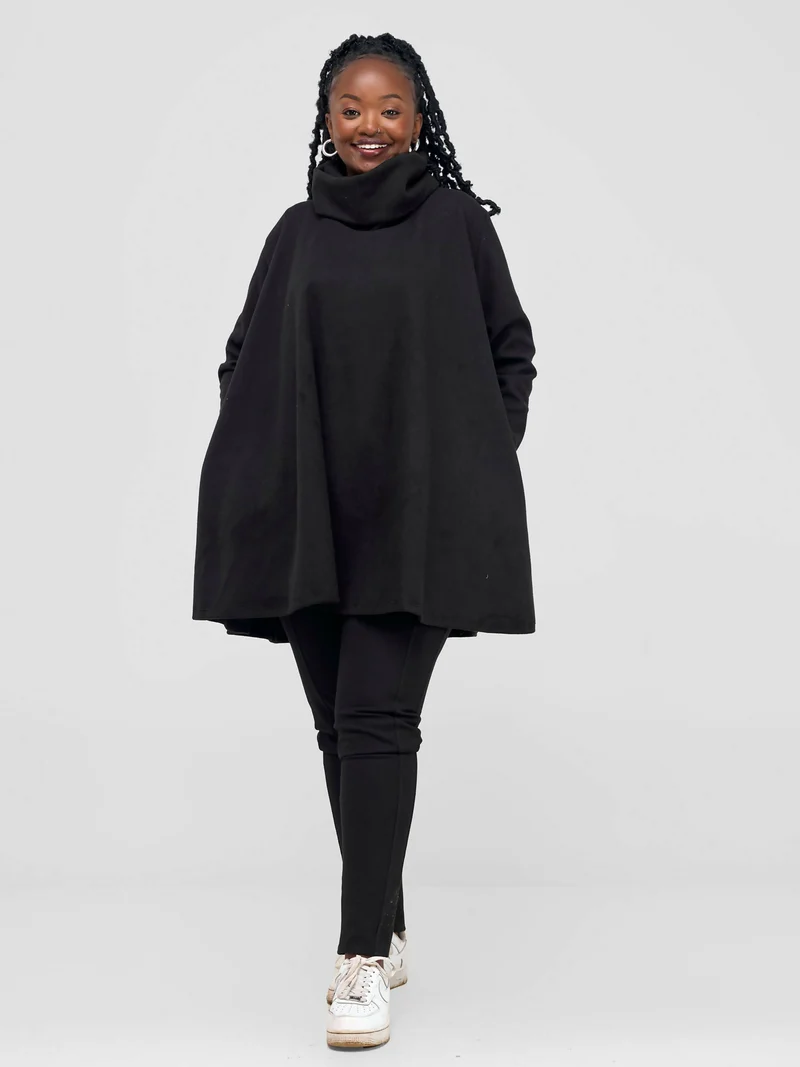 Timyt Urban Wear Beauty Poncho - Black/Side Pockets
