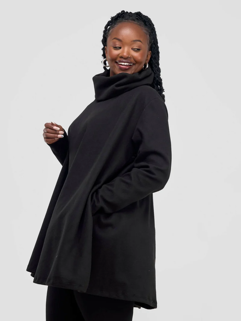 Timyt Urban Wear Beauty Poncho - Black/Side Pockets