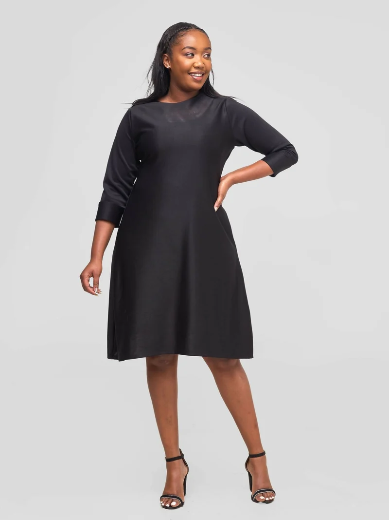 Timyt Urban Wear Decent Elegance Shift Dress - Black