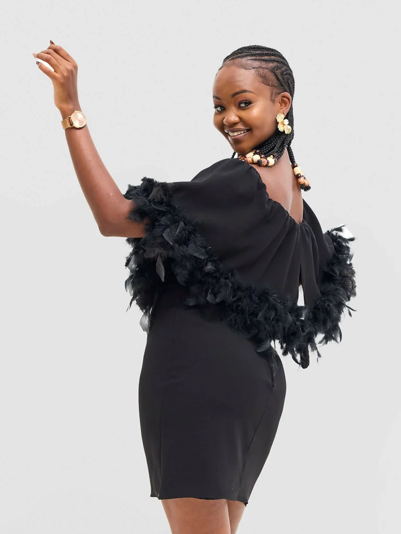Elegance Fashion Off-Shoulder Dress - Black