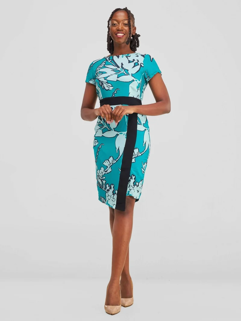 The Fashion Frenzy Floral Bodycon Dress - Green