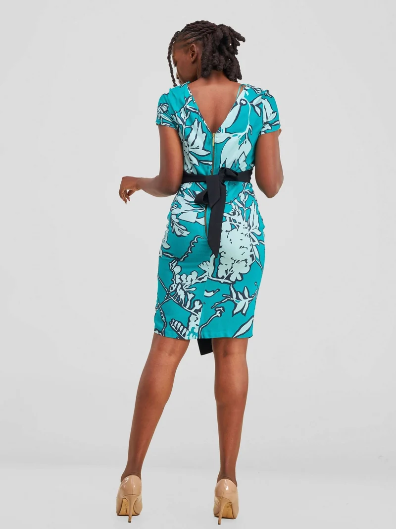 The Fashion Frenzy Floral Bodycon Dress - Green