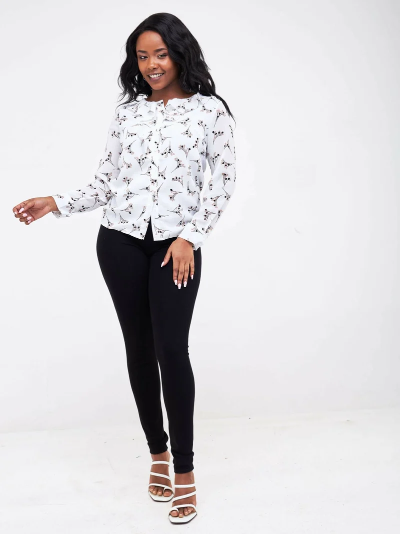 The Fashion Frenzy Floral Blouse - White