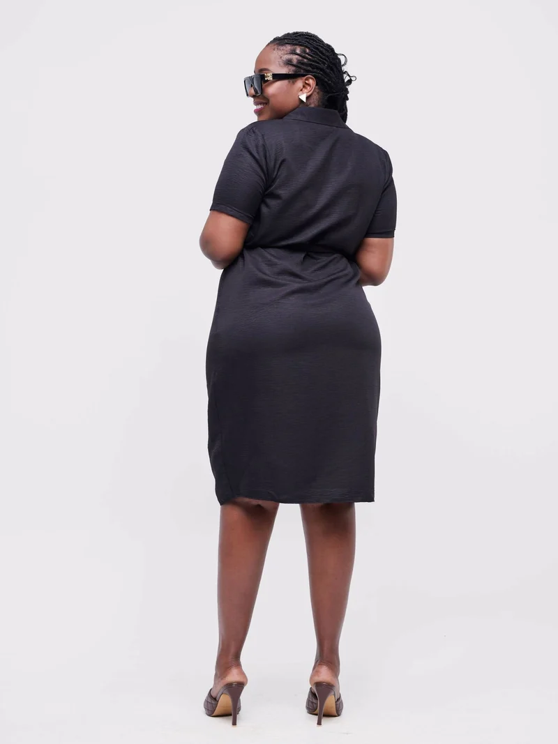 Phyls Collections Nate Knee Length Shirt Dress - Black