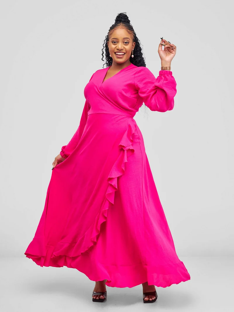 Phyls Collections Maxi Wrap Dress - Pink