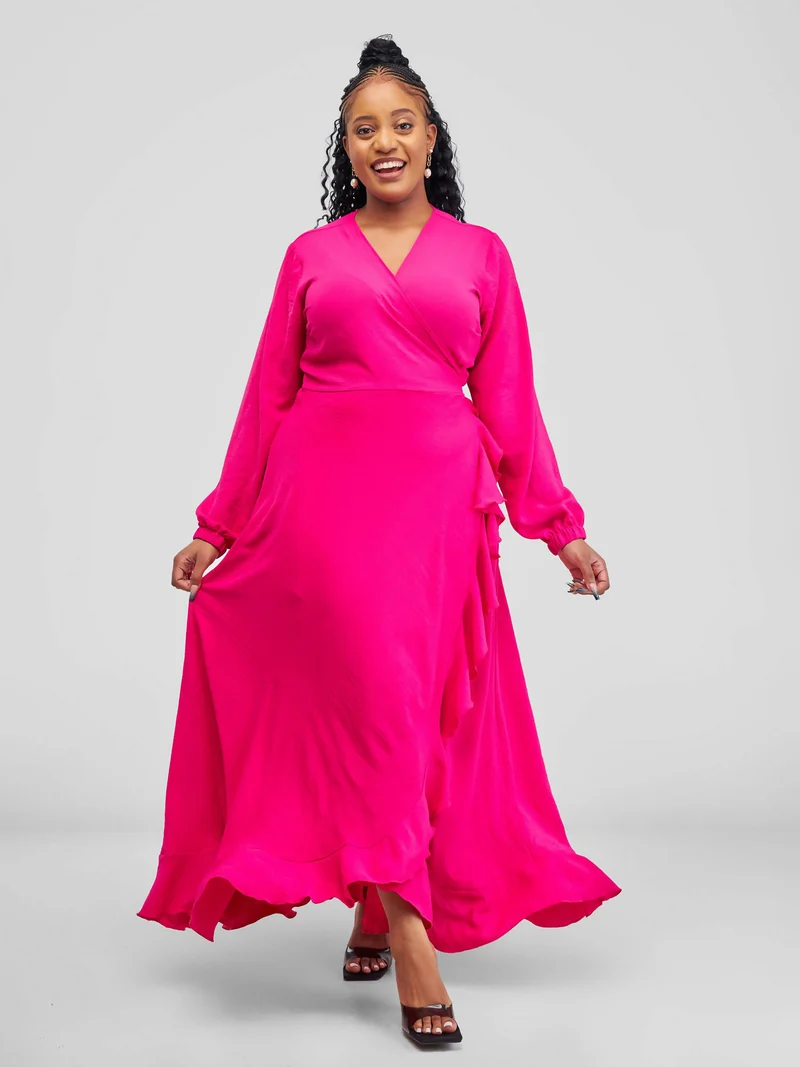 Phyls Collections Maxi Wrap Dress - Pink