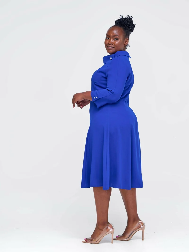 The Fashion Frenzy Turtle Neck Shift Dress - Blue