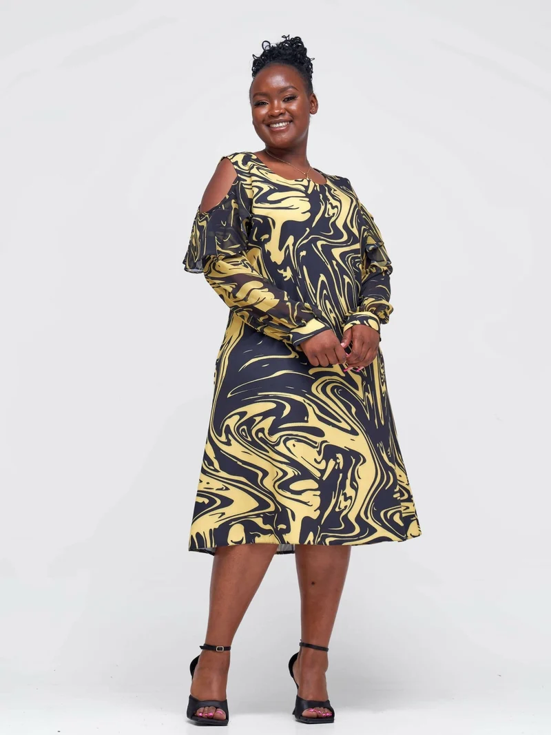 The Fashion Frenzy Off-Shoulder Dress - Yellow