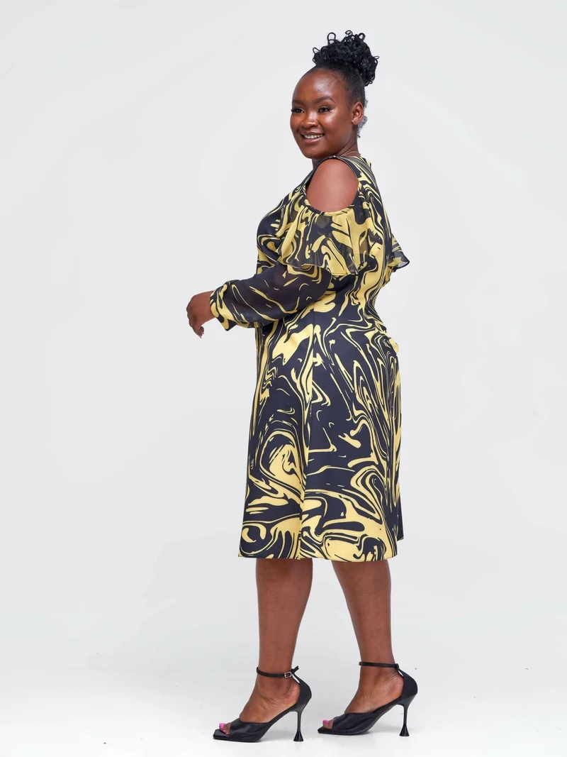 The Fashion Frenzy Off-Shoulder Dress - Yellow