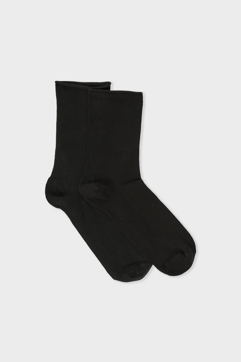 Coton Midi Chaussettes Noir