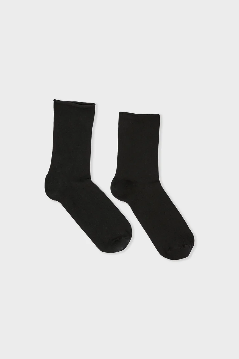 Coton Midi Chaussettes Noir