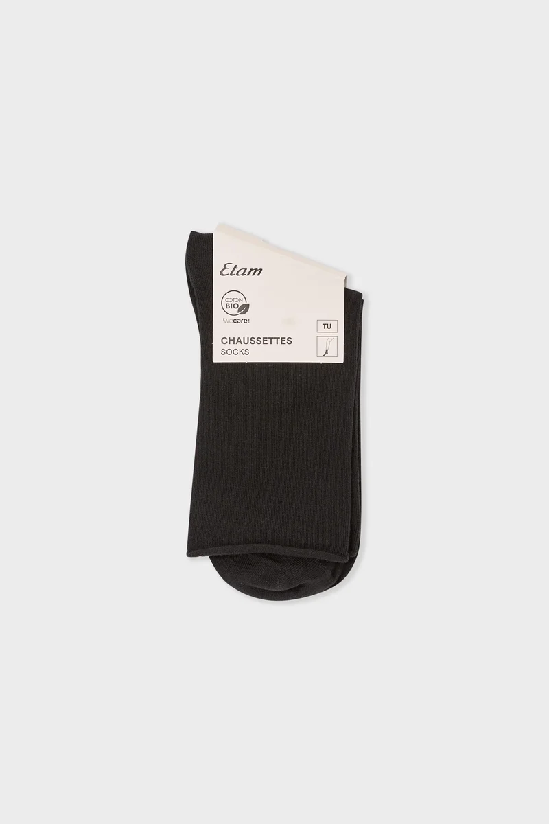 Coton Midi Chaussettes Noir