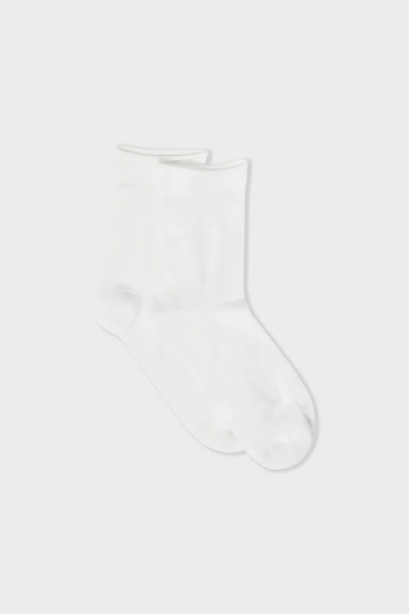 Coton Midi Chaussettes Ecru