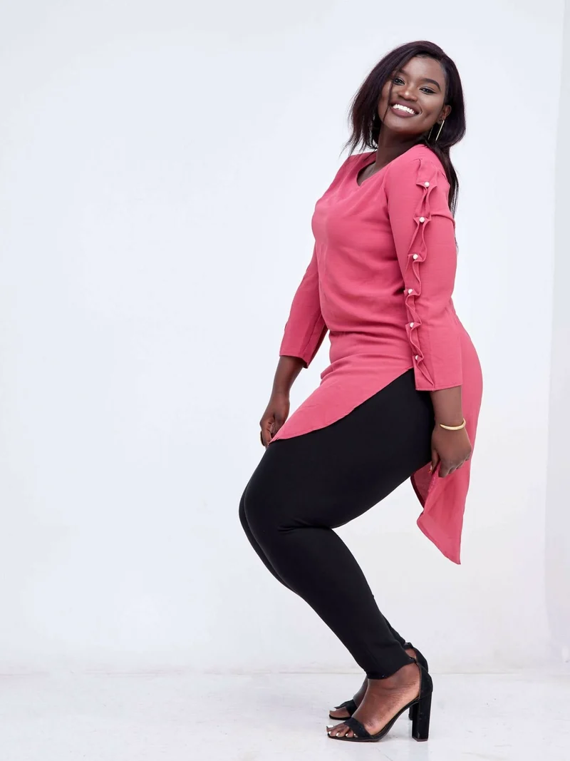 Pearl Free Shirt Dress - Pink
