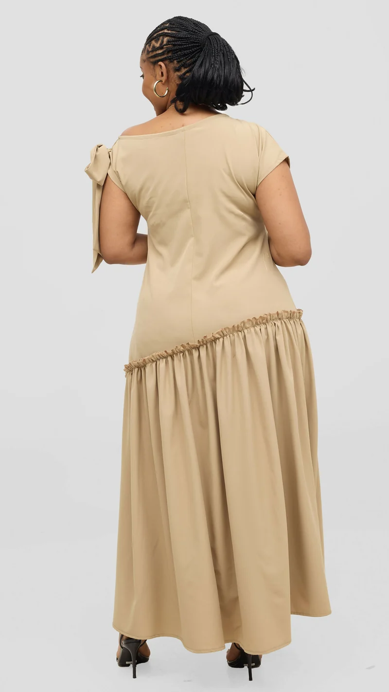 Jolly Fancy Wear Curvy Plus Size Tanua Shift Dress - Beige