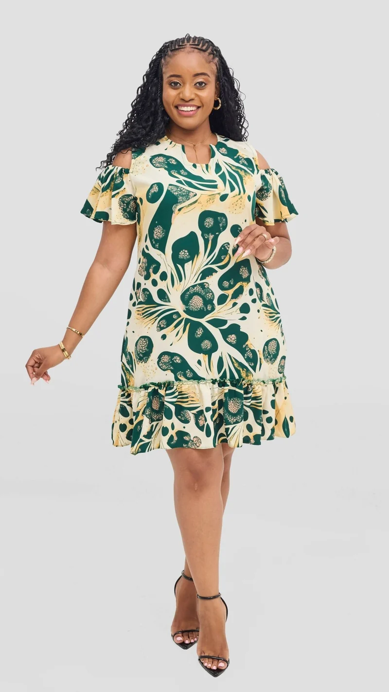 Jolly Fancy Wear Tesa Shift Dress - Emerald Floral